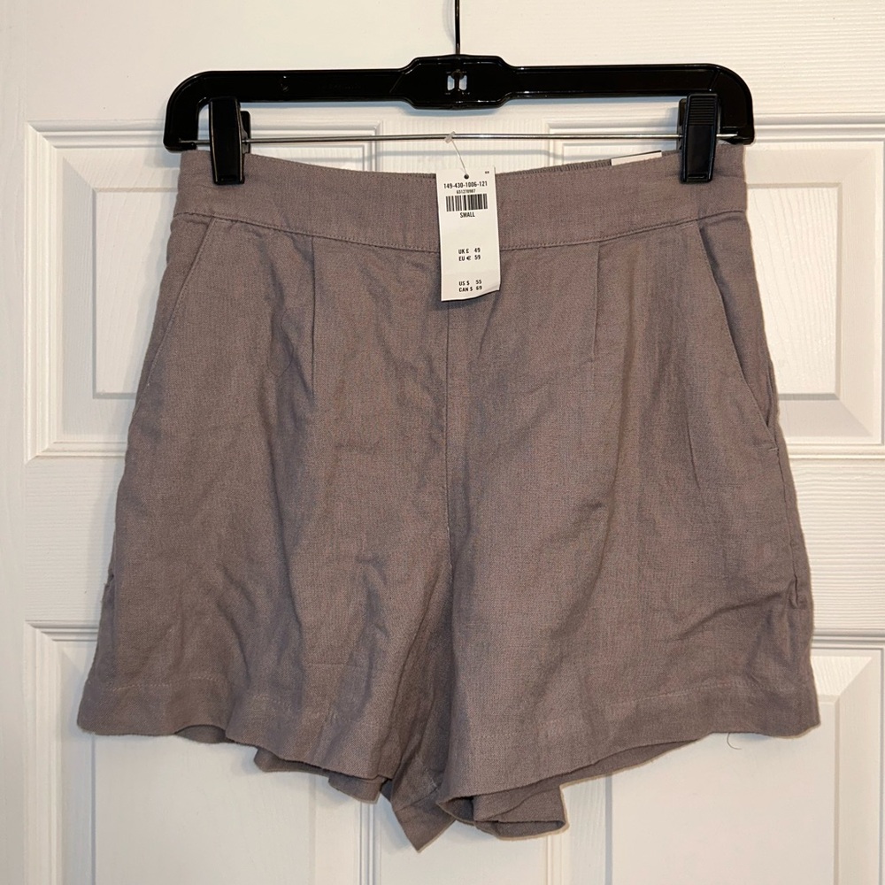 NWT Abercrombie & Fitch grey linen-blend pull on shorts size small